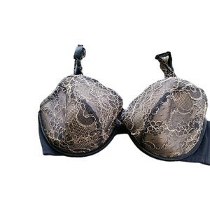 Cacique Lane Bryant Modern Unlined Full Coverage Black Lace Bra 42D Wired